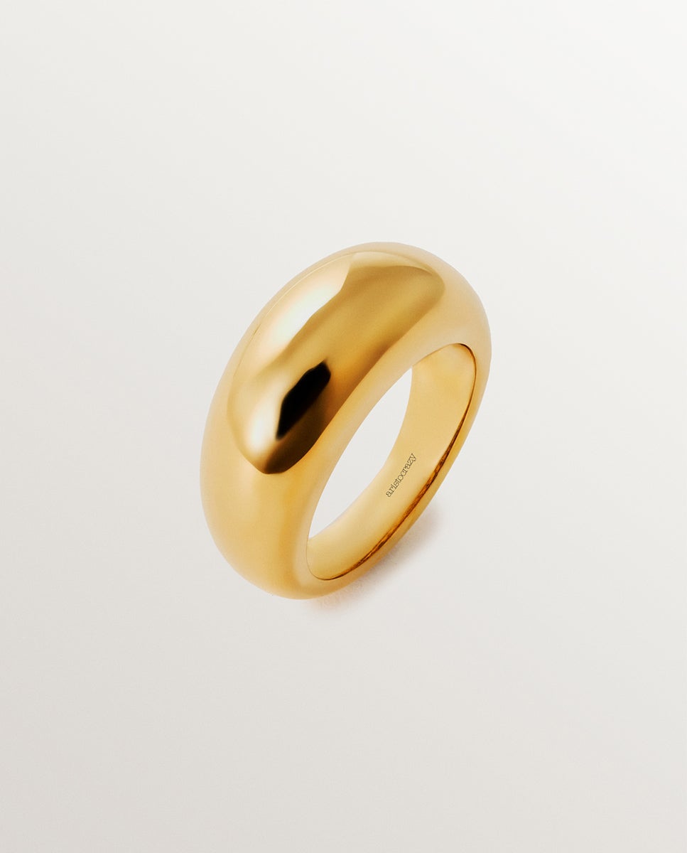 Imagem 0 de Anel Abombado de Prata 925 Banhada em Ouro Amarelo de 18k