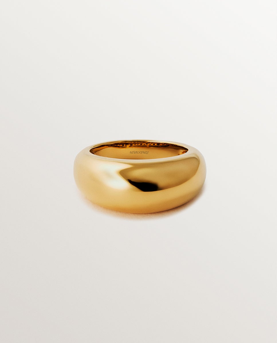 Anel Abombado de Prata 925 Banhada em Ouro Amarelo de 18k Ouro-3