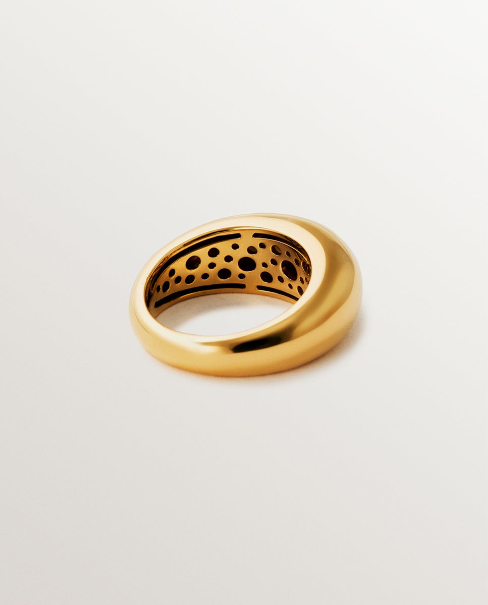 Anel Abombado de Prata 925 Banhada em Ouro Amarelo de 18k Ouro-5