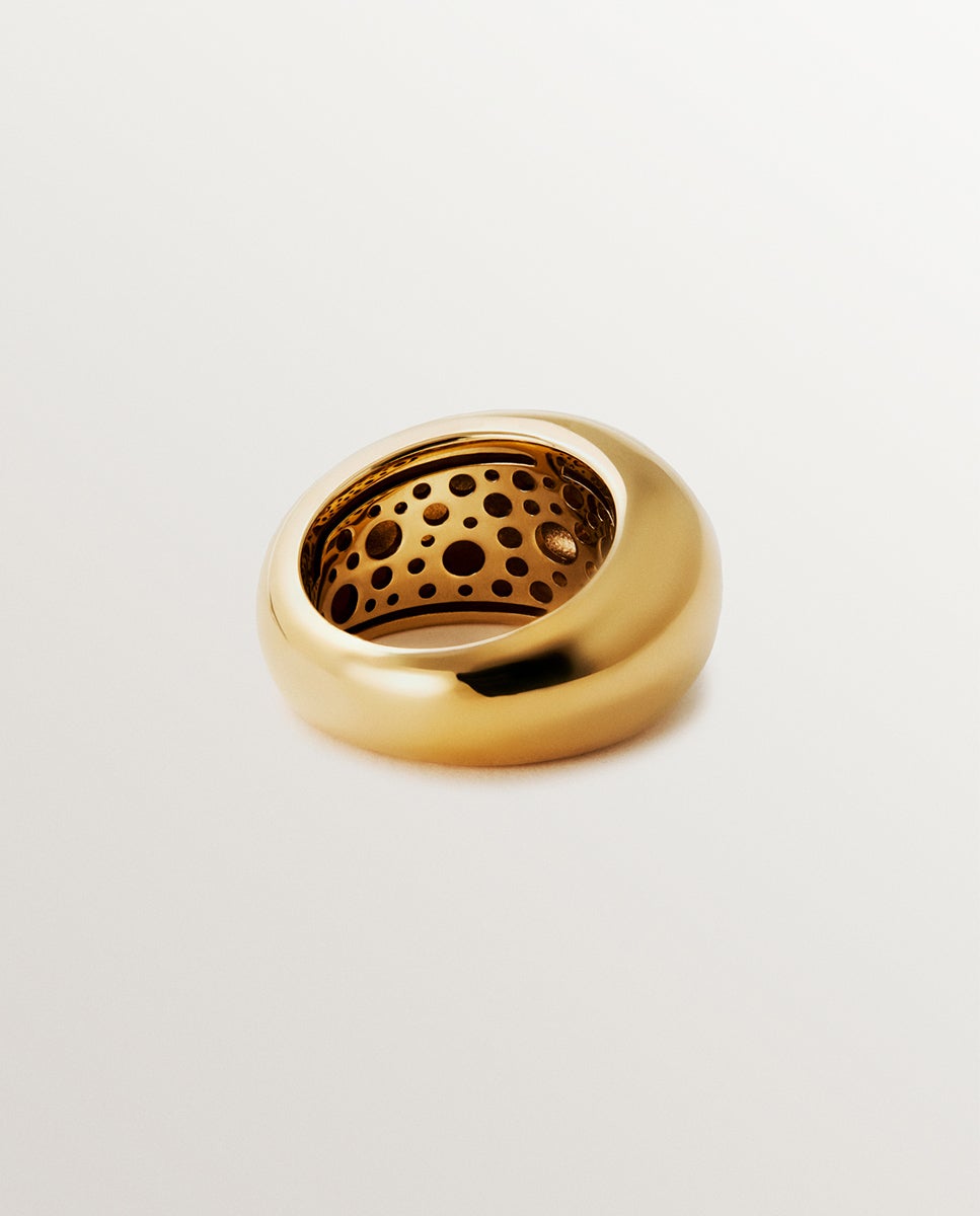 Anel Abombado de Prata 925 Banhada em Ouro Amarelo de 18k Ouro-3
