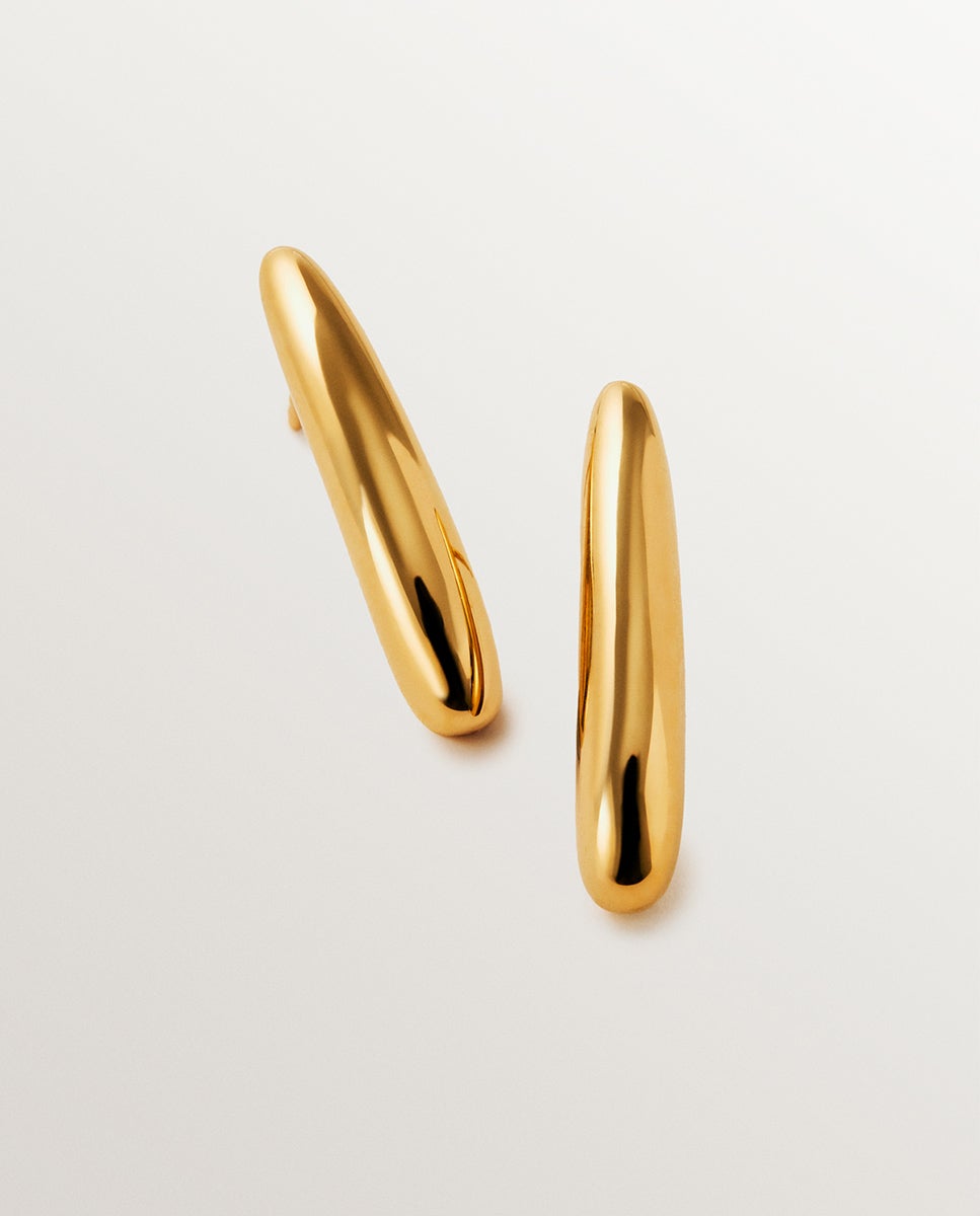 Brincos Compridos de Prata 925 Banhada em Ouro Amarelo de 18k Ouro-1