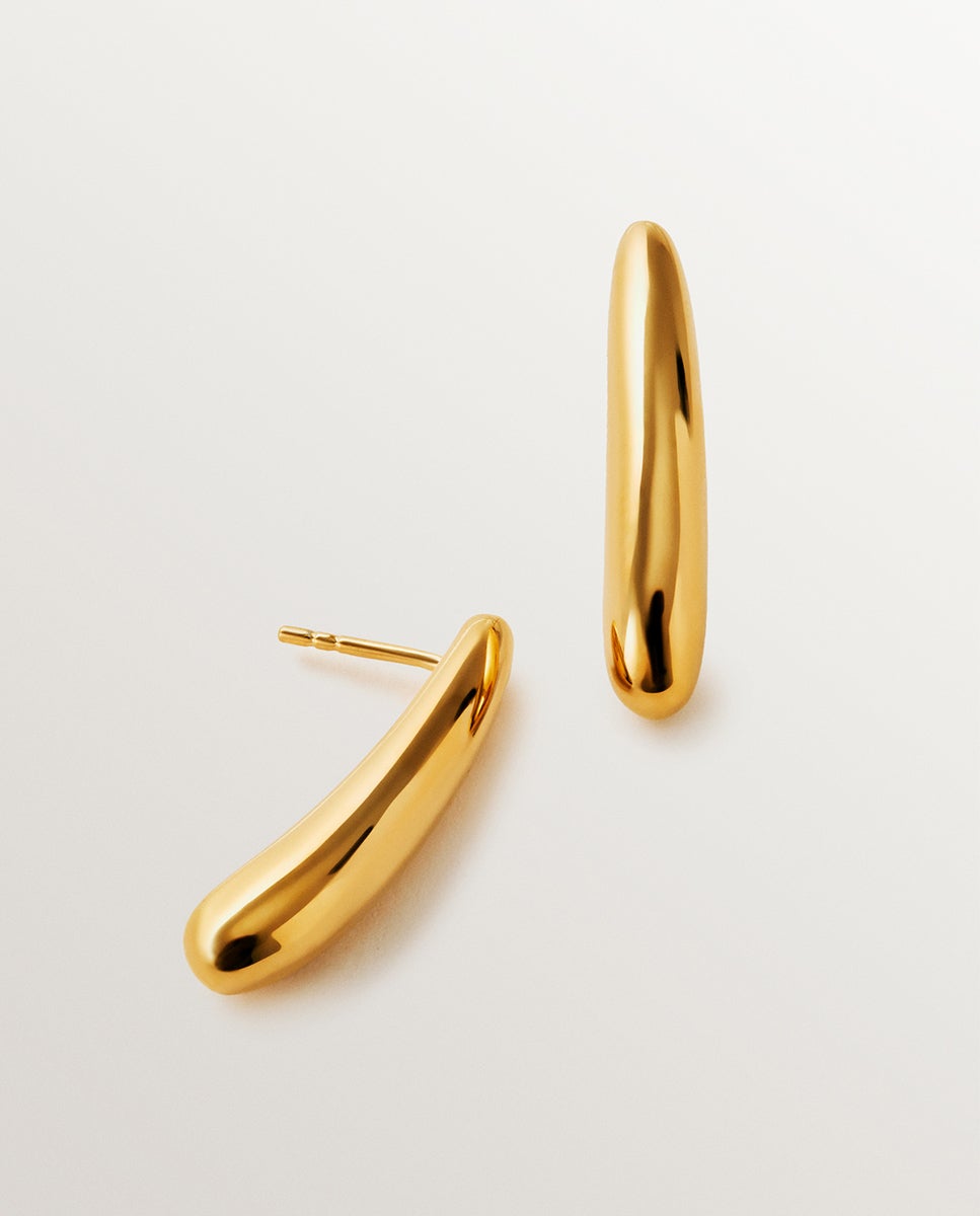 Brincos Compridos de Prata 925 Banhada em Ouro Amarelo de 18k Ouro-3