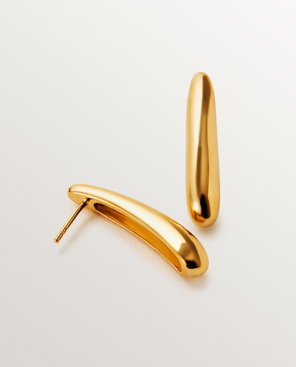 Brincos Compridos de Prata 925 Banhada em Ouro Amarelo de 18k Ouro-5