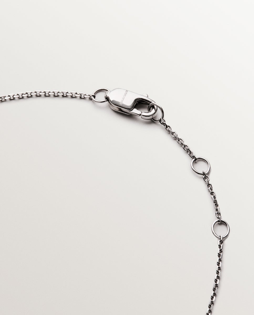 Pulseira de Ouro Branco de 9k com Forma de Losango e Diamantes Branco-6