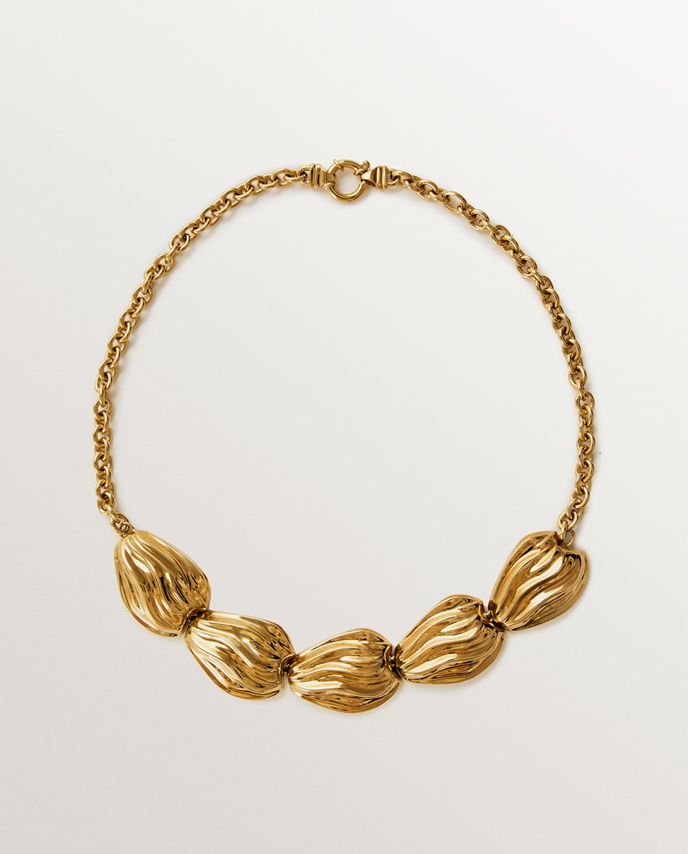 Colar de Prata 925 Banhada em Ouro Amarelo de 18k com Textura Ouro-1