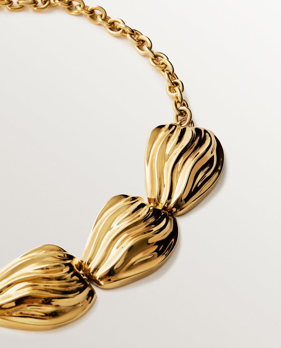 Colar de Prata 925 Banhada em Ouro Amarelo de 18k com Textura Ouro-3
