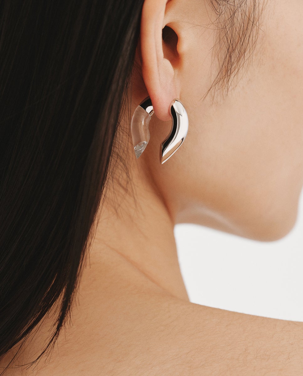 Brincos de Argola de Prata 925 com Zirconitas Suspensas em Resina Prata-2