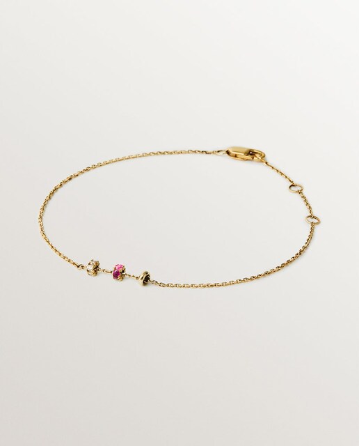 Imagem 0 de Pulseira em Ouro Amarelo de 9k com Rubis e Diamantes