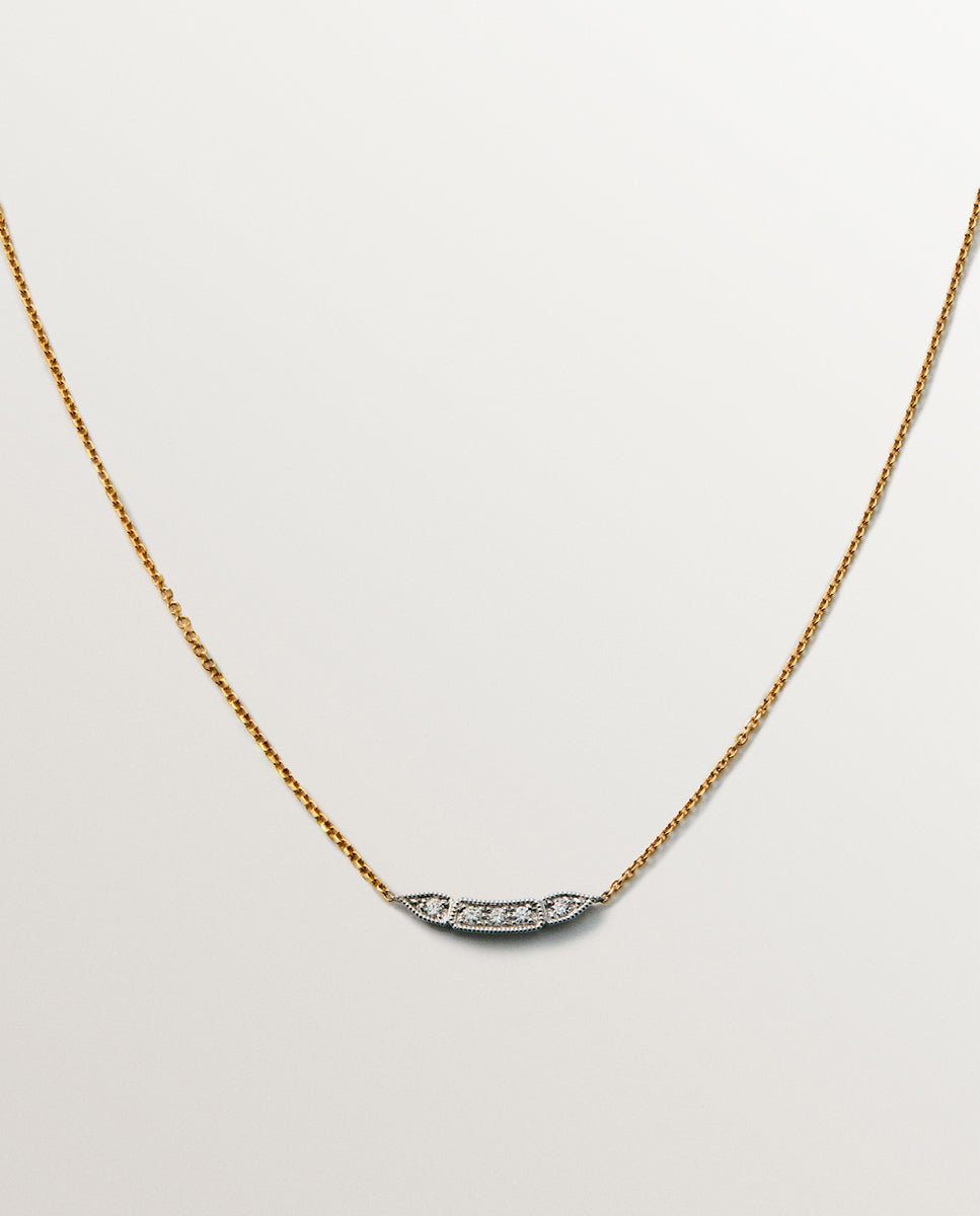 Pendente de Ouro Branco e Amarelo de 18k com Pavé de Diamantes em Tamanho Brilhante Branco-1