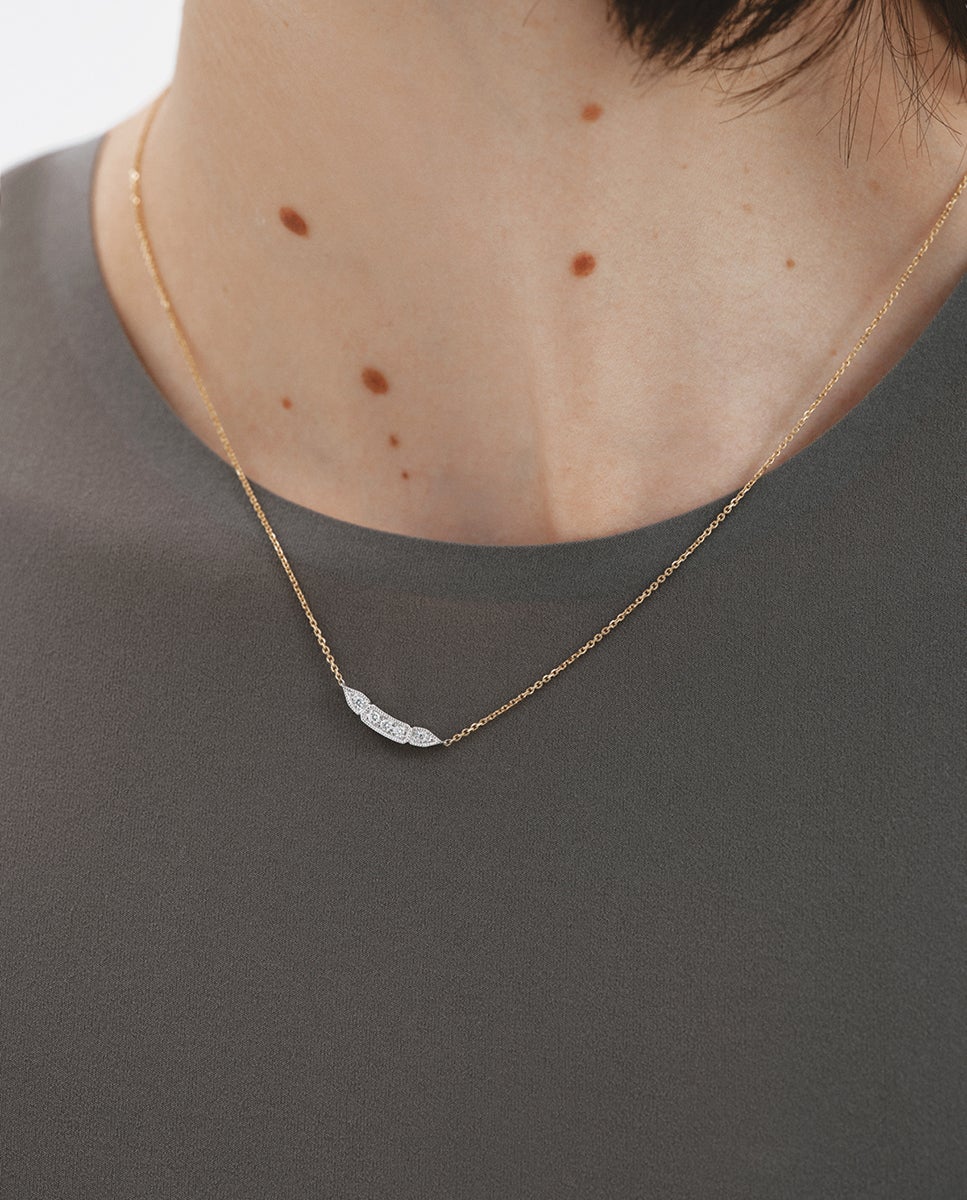 Pendente de Ouro Branco e Amarelo de 18k com Pavé de Diamantes em Tamanho Brilhante Branco-2