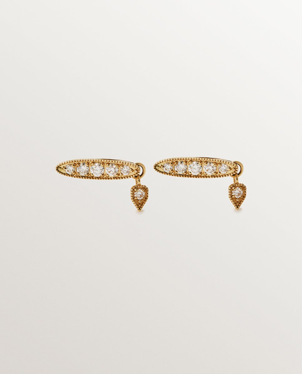 Brincos de Ouro Amarelo 18k com Diamantes em Tamanho Brilhante Branco-3