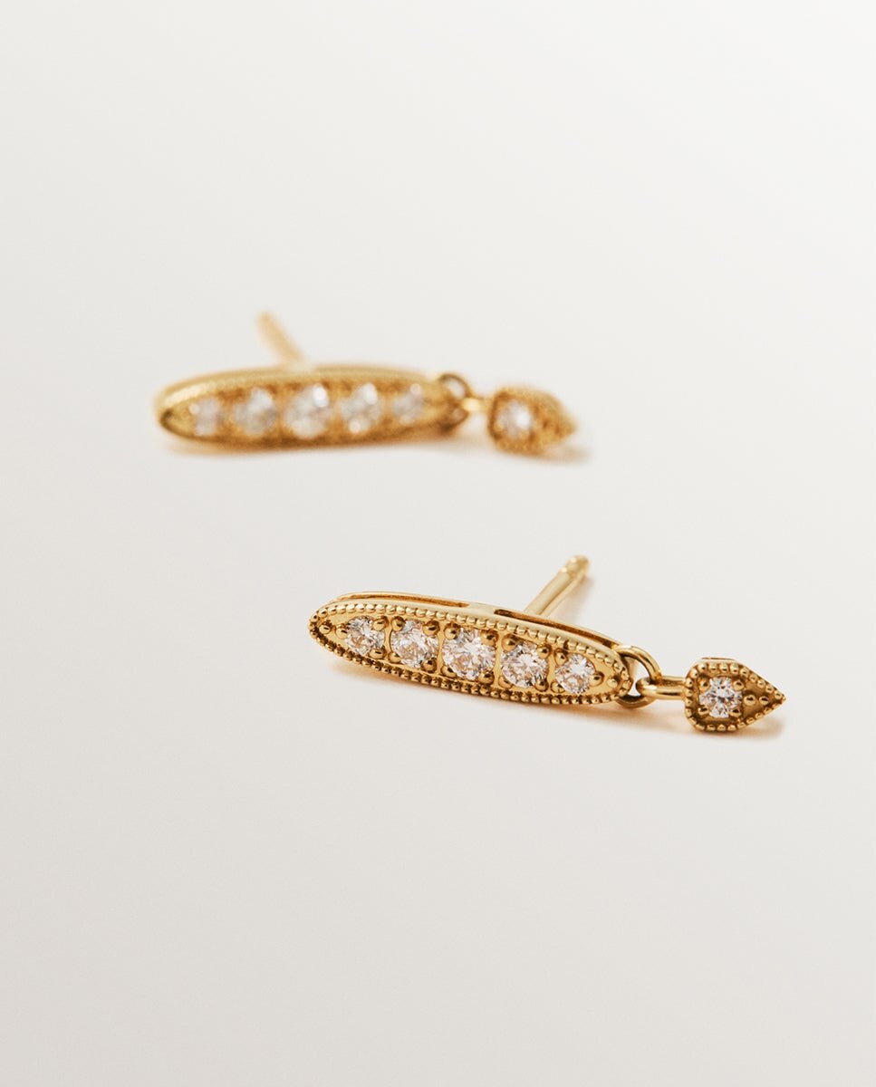 Brincos de Ouro Amarelo 18k com Diamantes em Tamanho Brilhante Branco-5