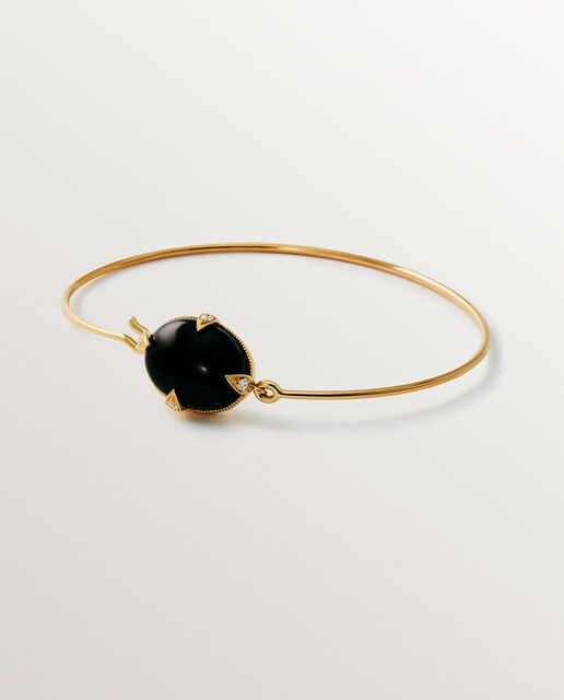 Imagem 0 de Pulseira de Ouro Amarelo de 18k com Ônix Preto e Diamantes em Corte Brilhante