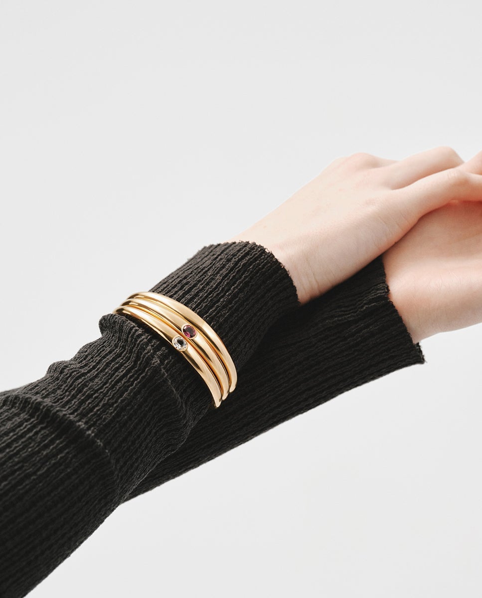 Pulseira Rígida de Prata 925 Banhada em Ouro Amarelo de 18k Ouro-6