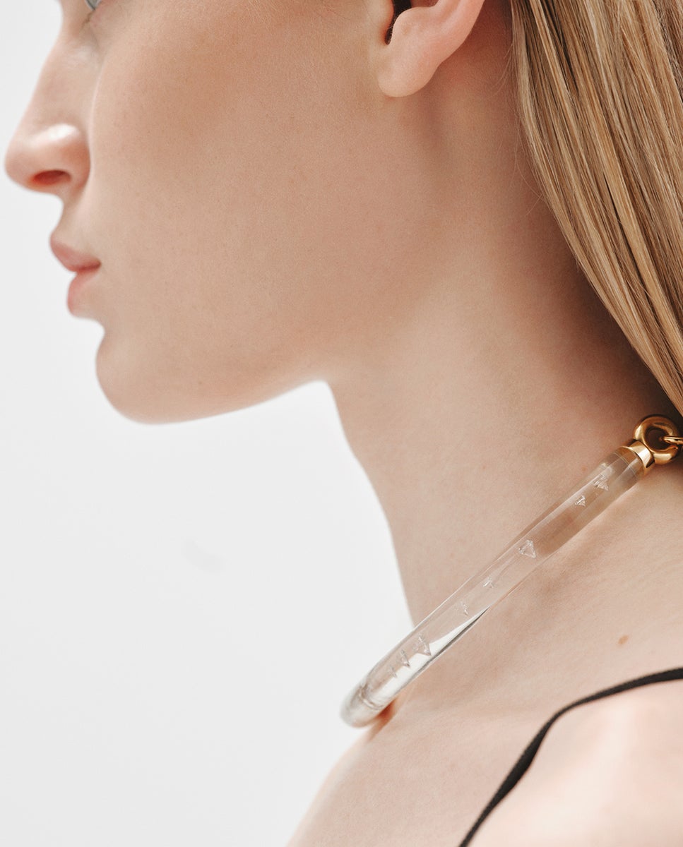Colar Rígido de Prata 925 Banhada em Ouro Amarelo de 18k com Zirconites Suspensas em Resina Ouro-6