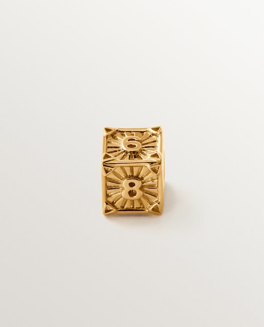 Imagem 0 de Charm de Prata 925 Banhada em Ouro de 18k com Forma de Cubo com Números Pares