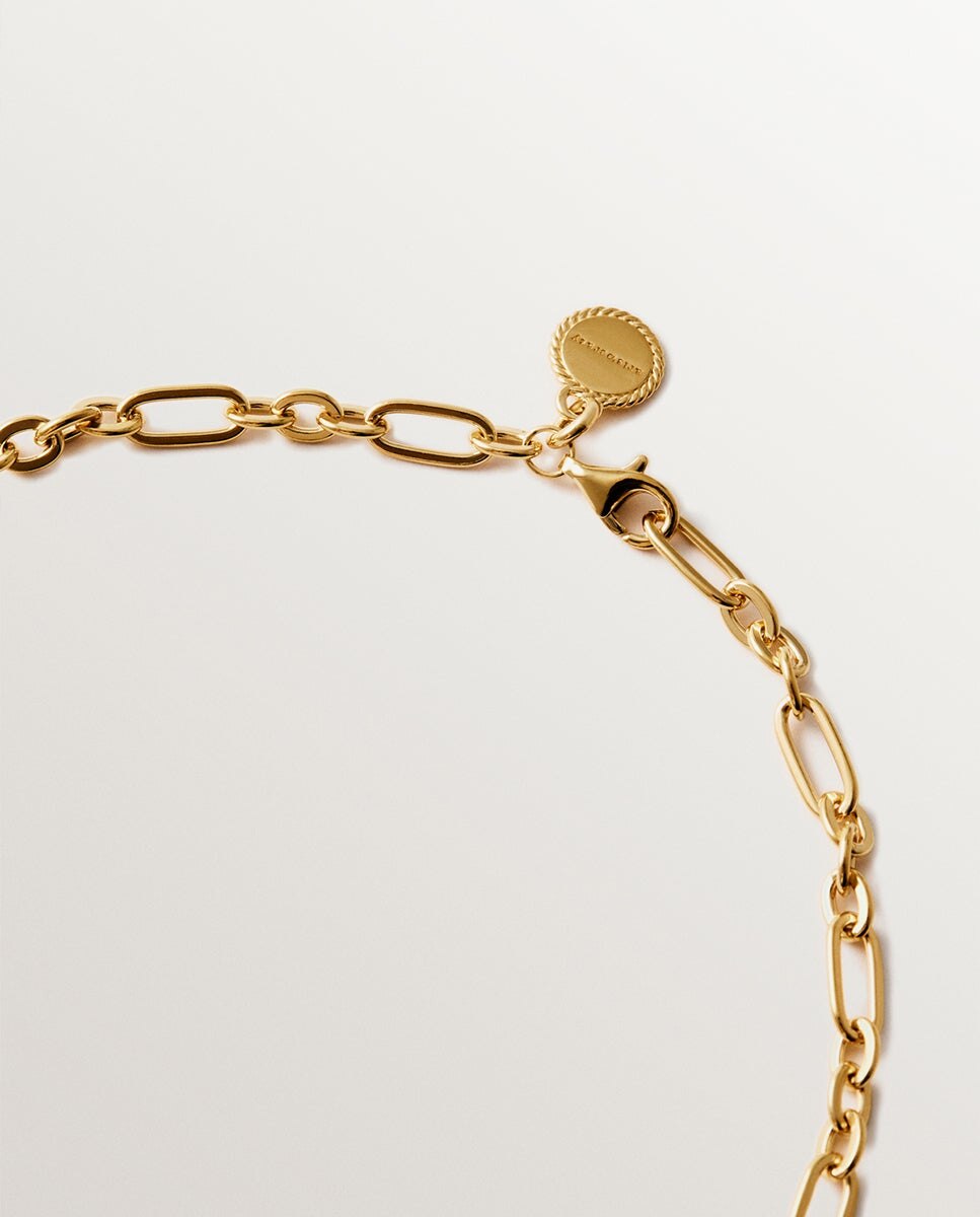 Colar de Prata 925 Banhada em Ouro Amarelo de 18k com Topázios Brancos Branco-3