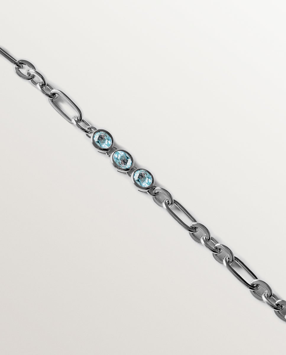 Colar de Prata 925 com Topázios Azul Sky Azul-4