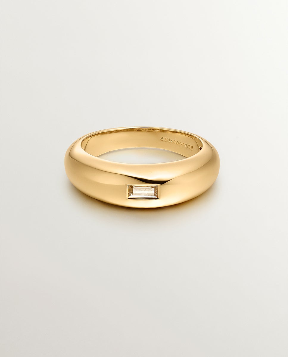 Anel de Prata 925 Banhada em Ouro Amarelo de 18k com Topázio Branco Branco-1