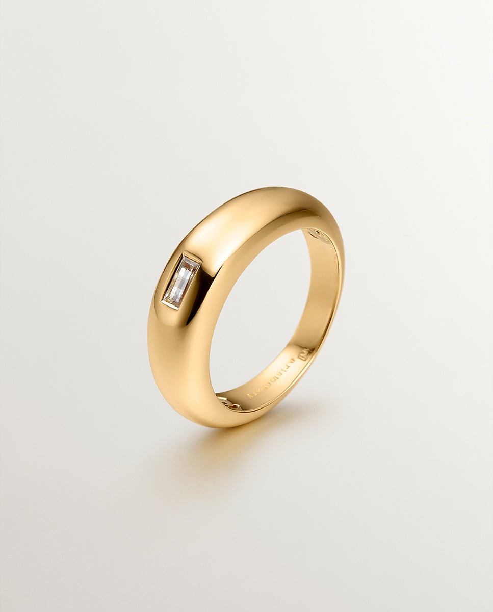 Anel de Prata 925 Banhada em Ouro Amarelo de 18k com Topázio Branco Branco-2