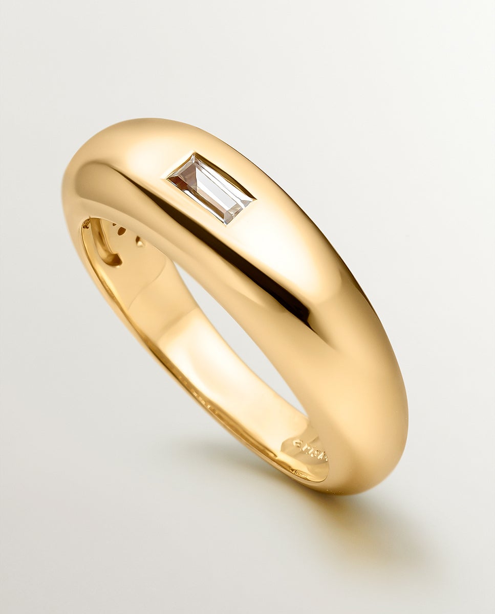 Anel de Prata 925 Banhada em Ouro Amarelo de 18k com Topázio Branco Branco-3