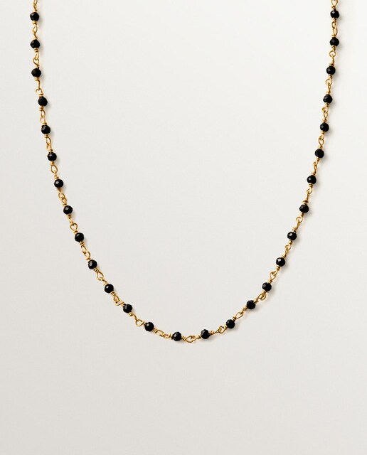 Imagem 0 de Corrente de Prata 925 Banhada em Ouro Amarelo 18k com Espinelas Negras