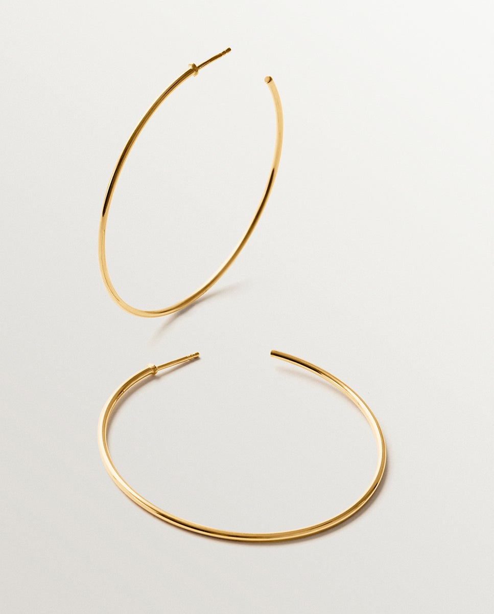 Brincos de Argola Grandes de Prata 925 Banhada a Ouro de 18k Ouro-1