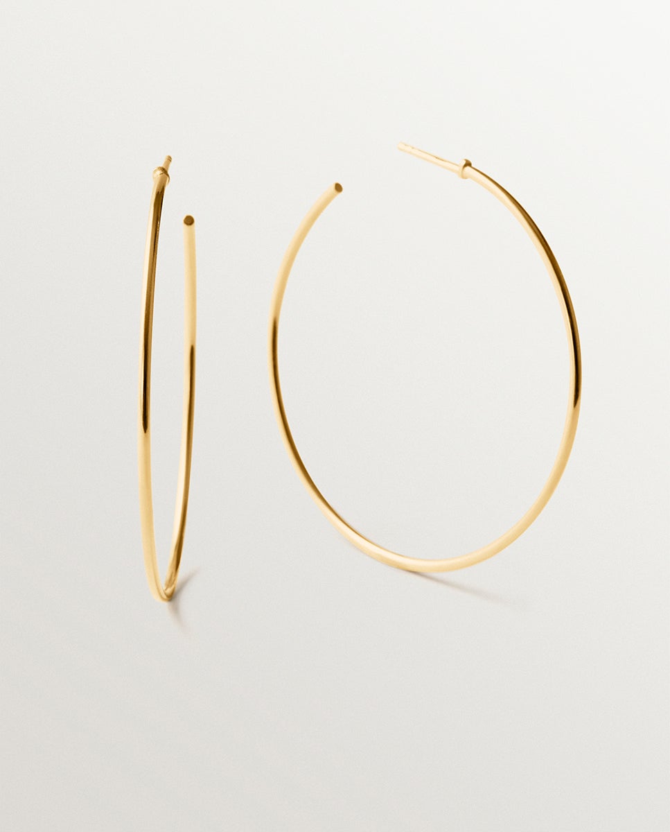 Brincos de Argola Grandes de Prata 925 Banhada a Ouro de 18k Ouro-3