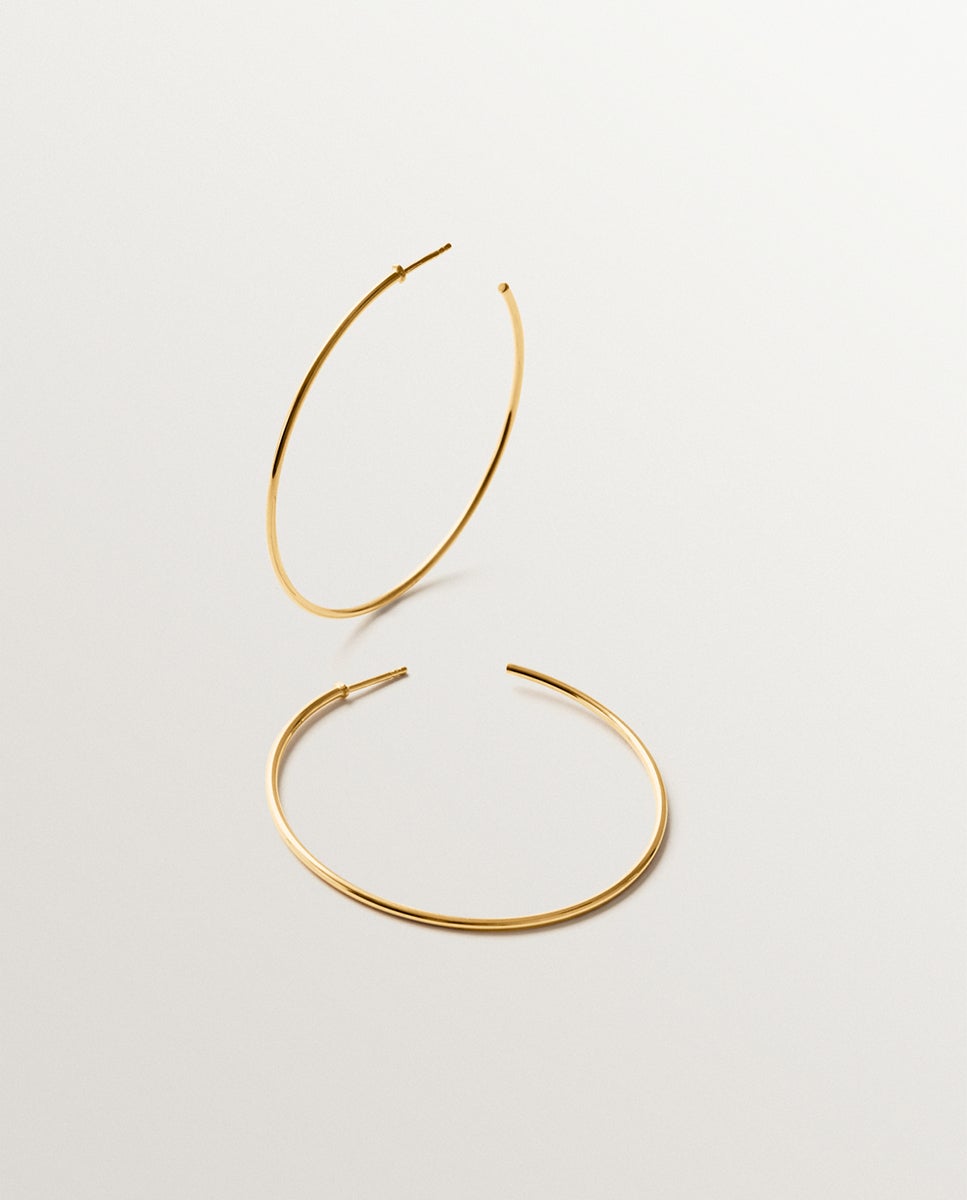 Brincos de Argola Médios de Prata 925 Banhada a Ouro de 18k Ouro-1