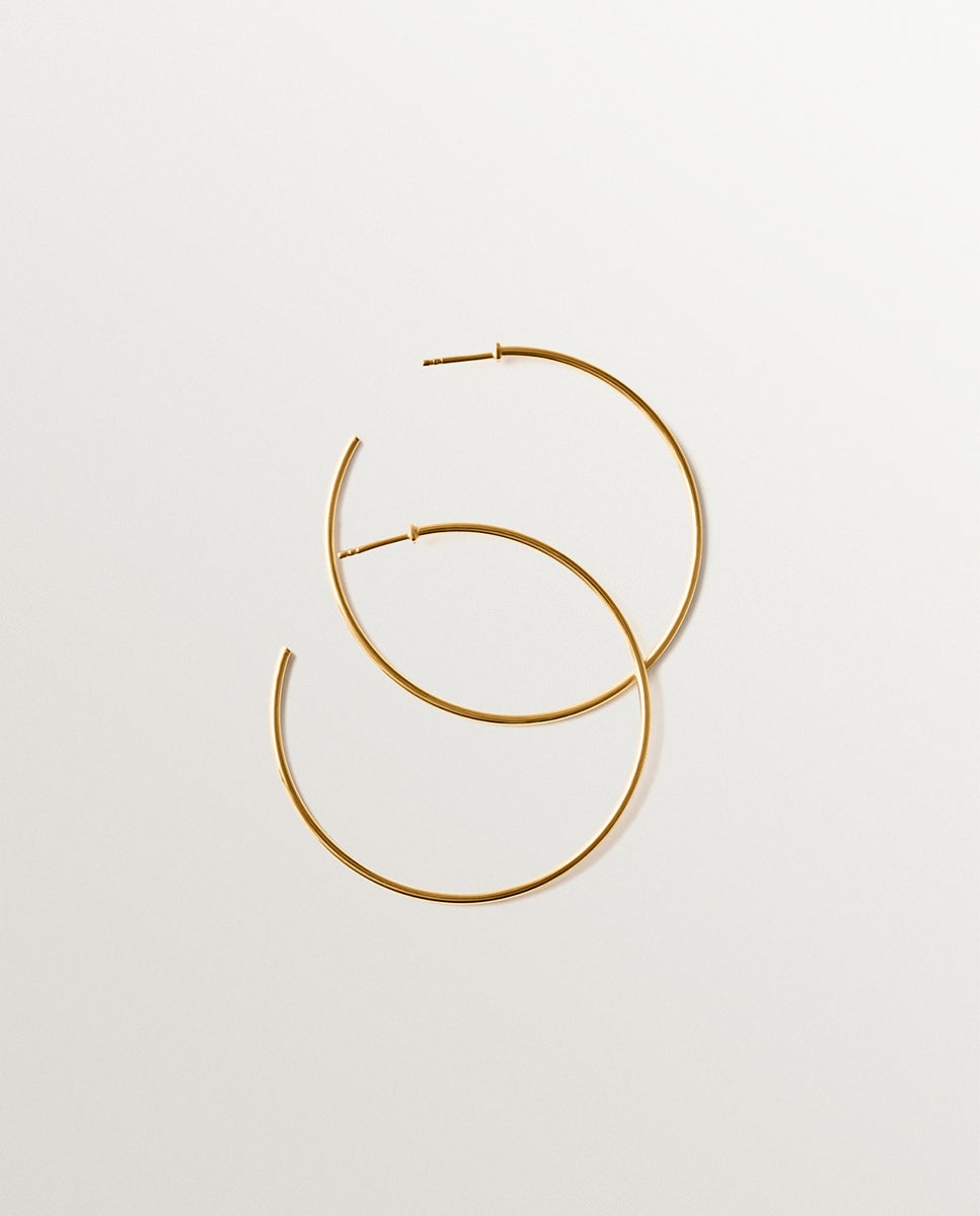 Brincos de Argola Médios de Prata 925 Banhada a Ouro de 18k Ouro-5