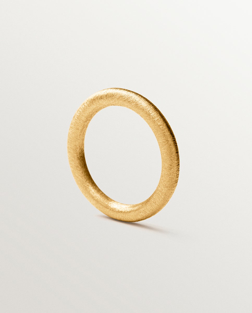 Anel Pequeno com Textura de Prata 925 Banhada em Ouro 18k Ouro-5