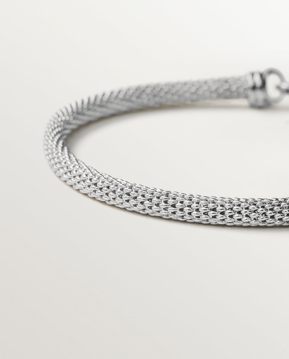 Pulseira de Prata 925 com Textura de Malha Prata-3
