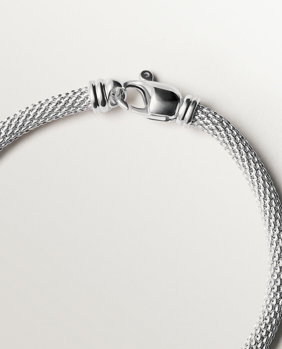 Pulseira de Prata 925 com Textura de Malha Prata-5