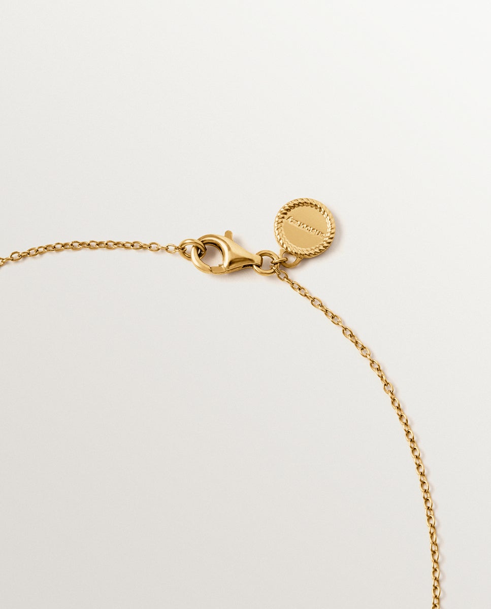 Colar de Prata 925 Banhada em Ouro de 18k com Motivos e Pérolas Pendentes Branco-5