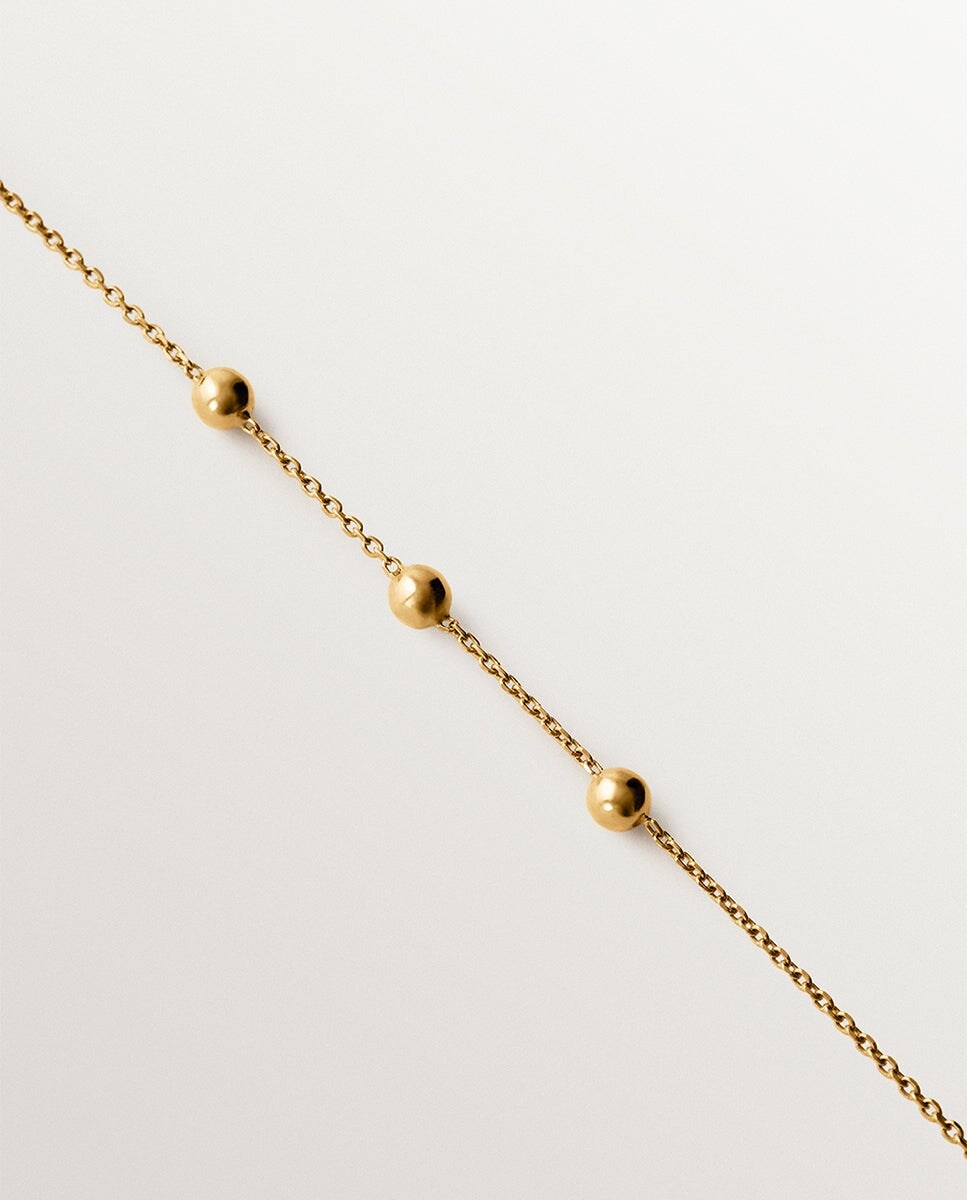 Pulseira de Prata 925 Banhada em Ouro Amarelo de 18k com Motivo de Esferas Ouro-3