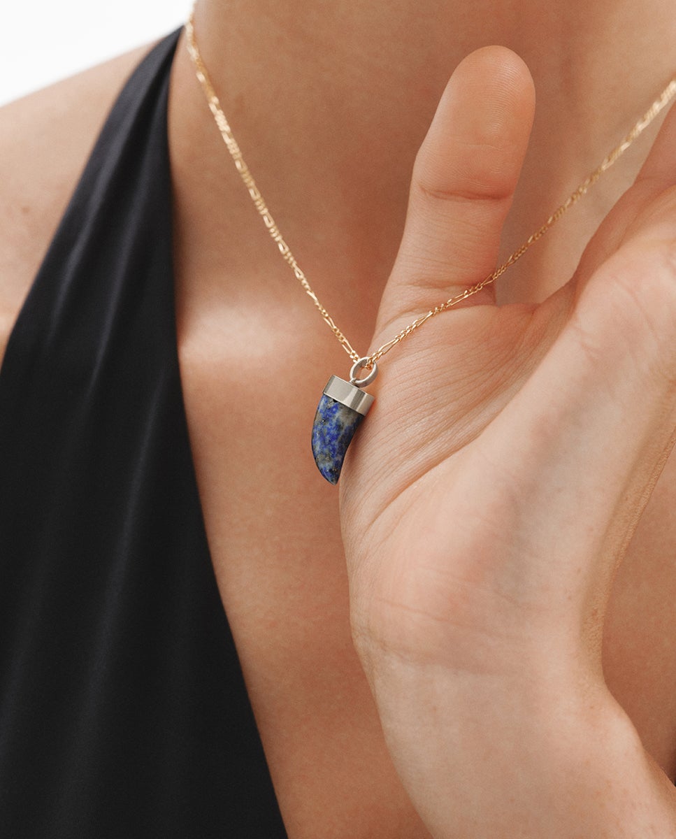 Charm de Prata 925 com Lápis-lazúli em Forma de Presa Multicolor-2
