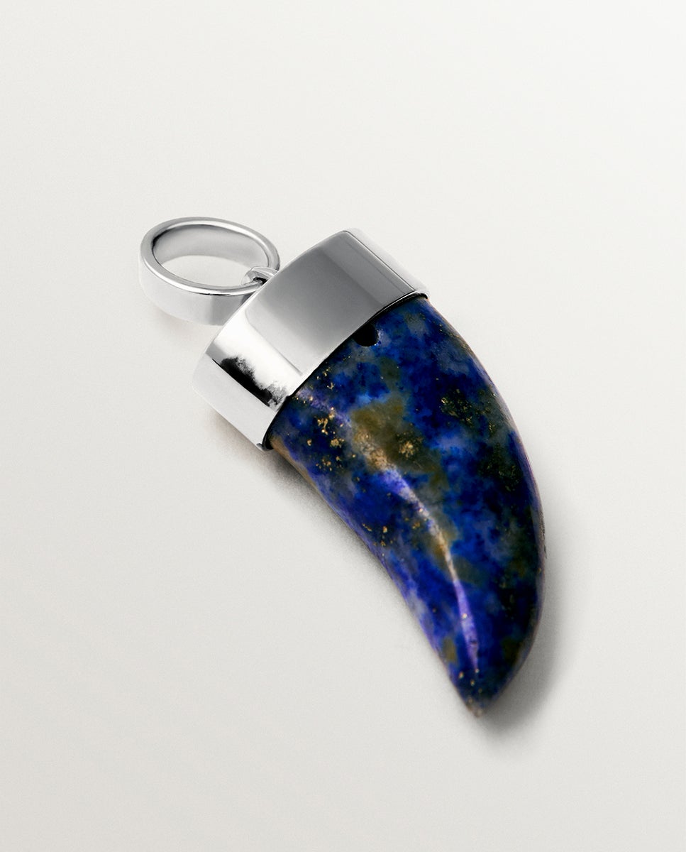 Charm de Prata 925 com Lápis-lazúli em Forma de Presa Multicolor-3