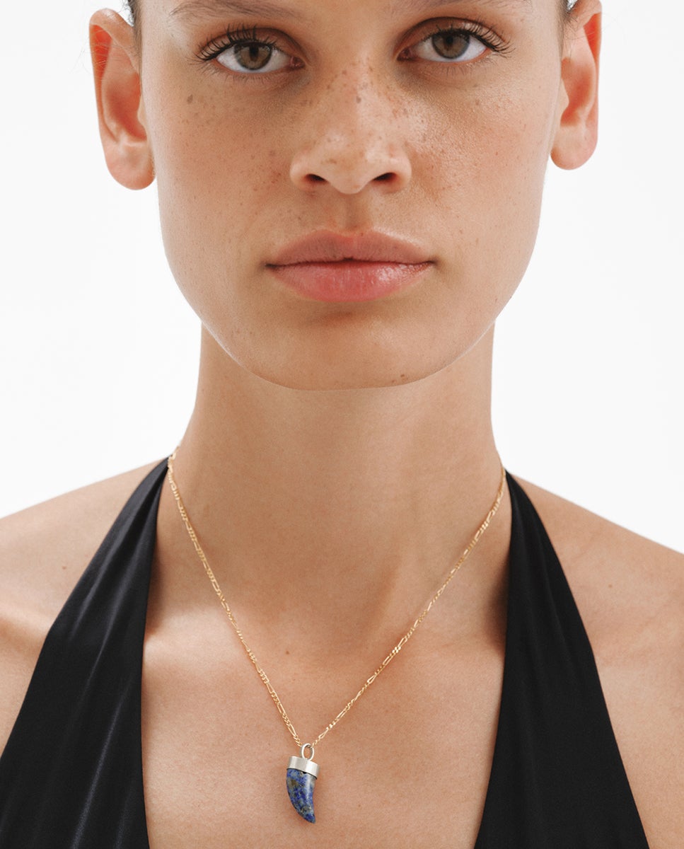 Charm de Prata 925 com Lápis-lazúli em Forma de Presa Multicolor-4