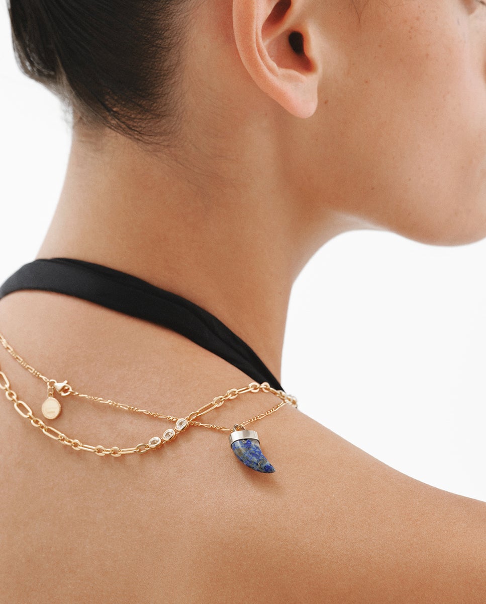 Charm de Prata 925 com Lápis-lazúli em Forma de Presa Multicolor-5