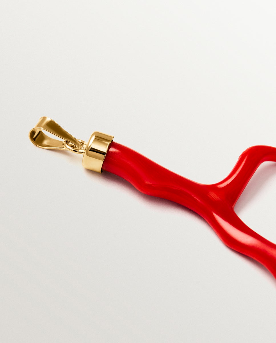 Charm com Coral Natural Vermelho-3