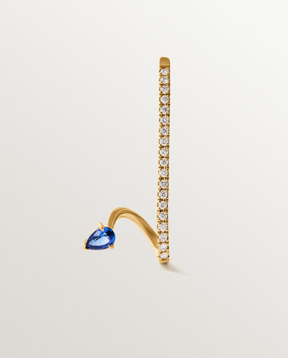 Pendente Trepador de Ouro Amarelo de 18k com Safira Azul e Diamantes Azul / Amarelo-1