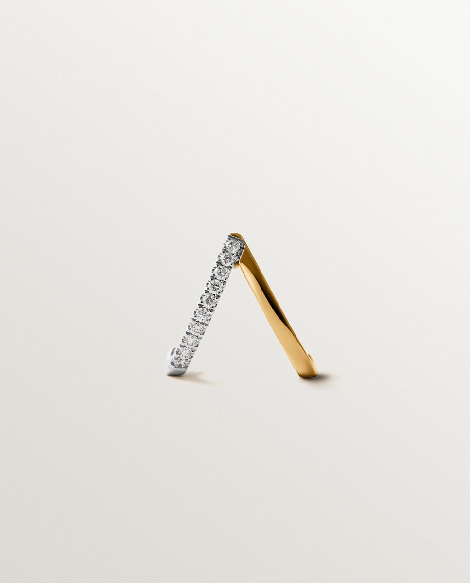 Imagem 0 de Pendentes Trepadores de Ouro Branco e Amarelo de 18k com Esmeralda e Diamantes