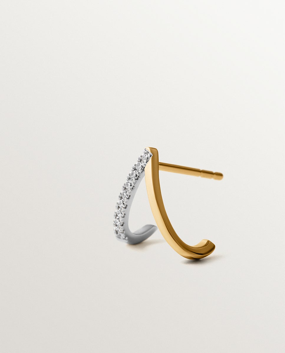 Pendentes Trepadores de Ouro Branco e Amarelo de 18k com Esmeralda e Diamantes Ouro / Prata-3