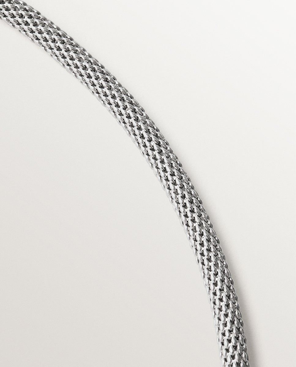 Colar de Prata 925 com Textura de Malha Prata-5