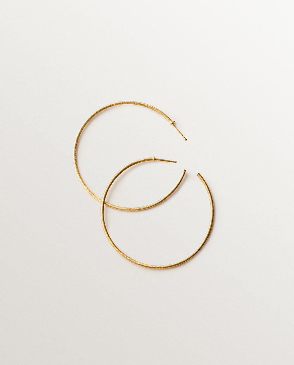 Brincos de Argola em Prata 925 Banhada em Ouro Amarelo de 18k com Textura Ouro-2