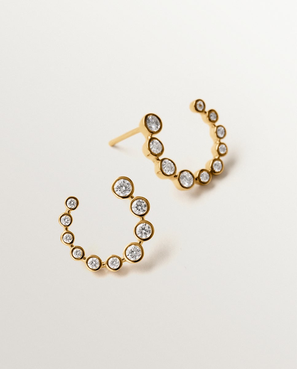 Brincos Trepadores de Ouro Amarelo de 9k com Diamantes Ouro-3