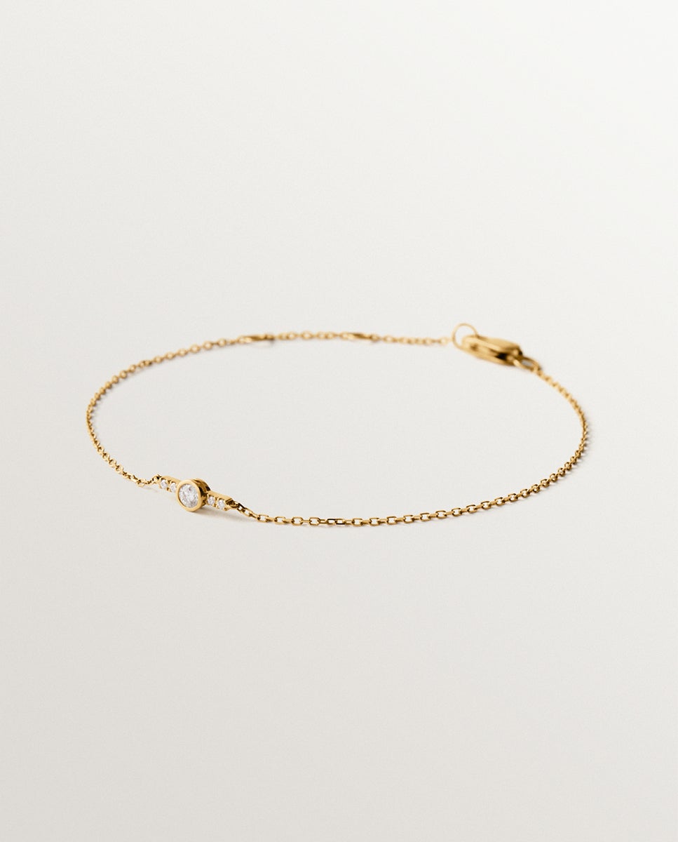 Imagem 0 de Pulseira de Ouro Amarelo de 9k com Diamantes