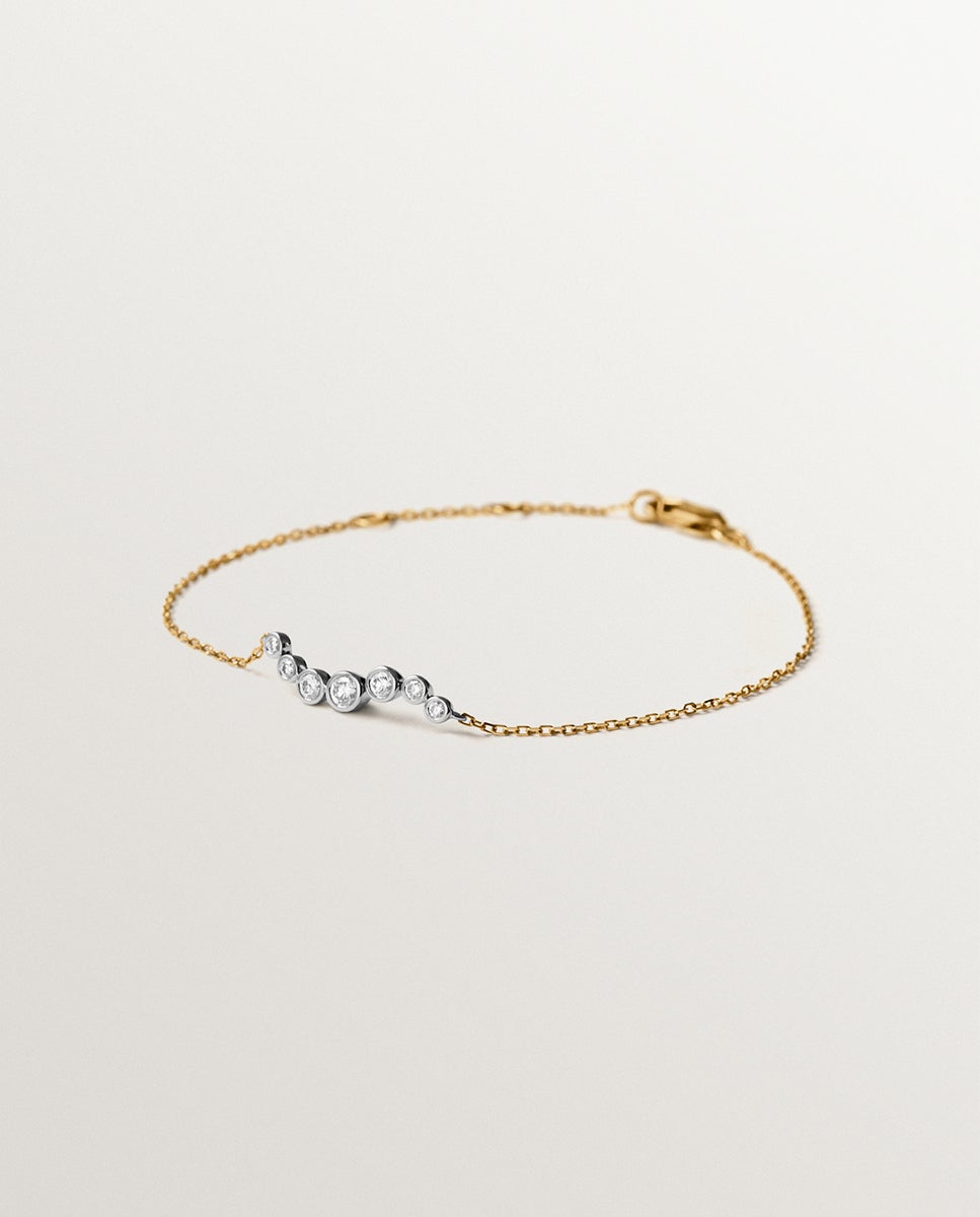 Imagem 0 de Pulseira de Ouro Branco e Amarelo de 9k com Diamantes