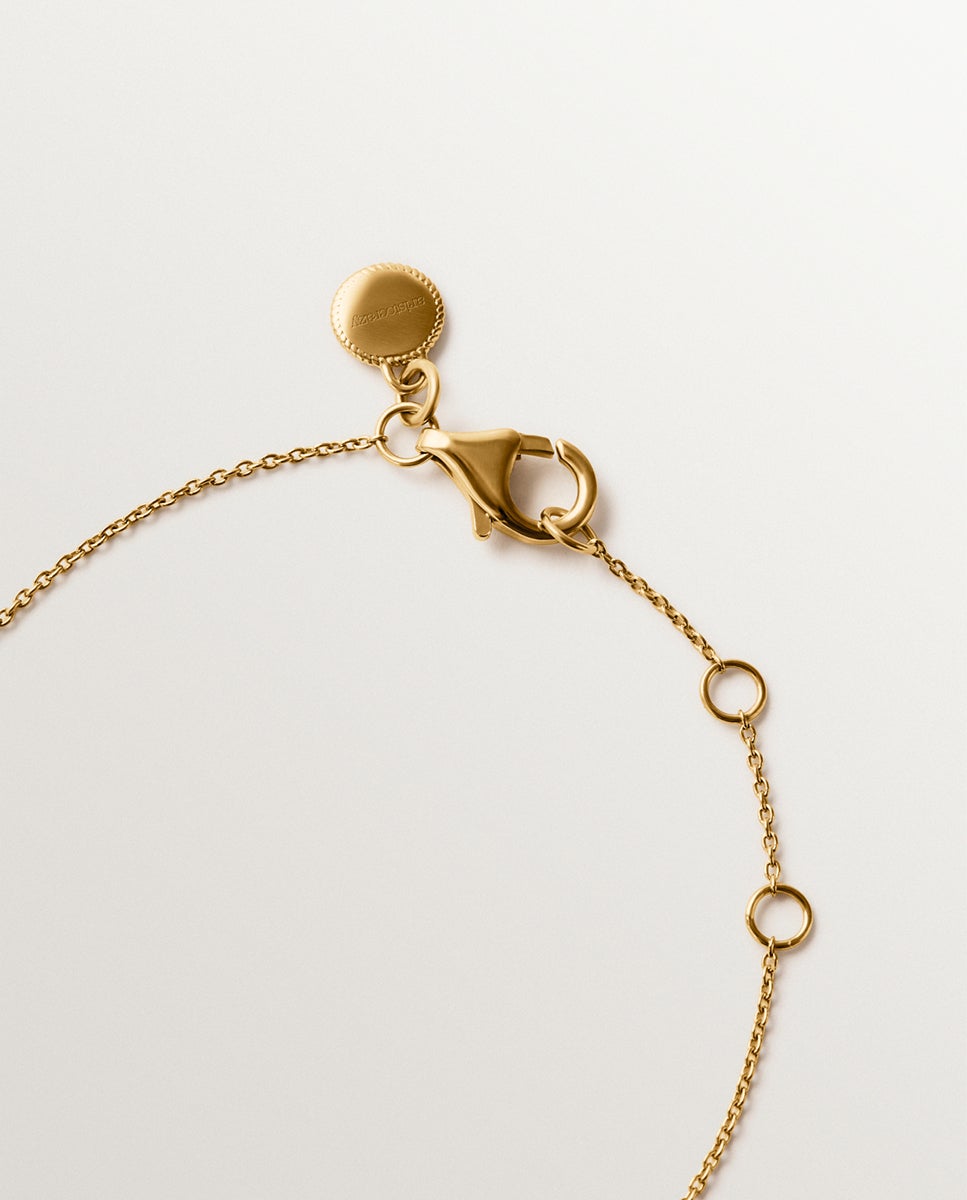 Colar de Prata 925 Banhada em Ouro Amarelo de 18k com Topázio Branco e Estrelas Ouro-5