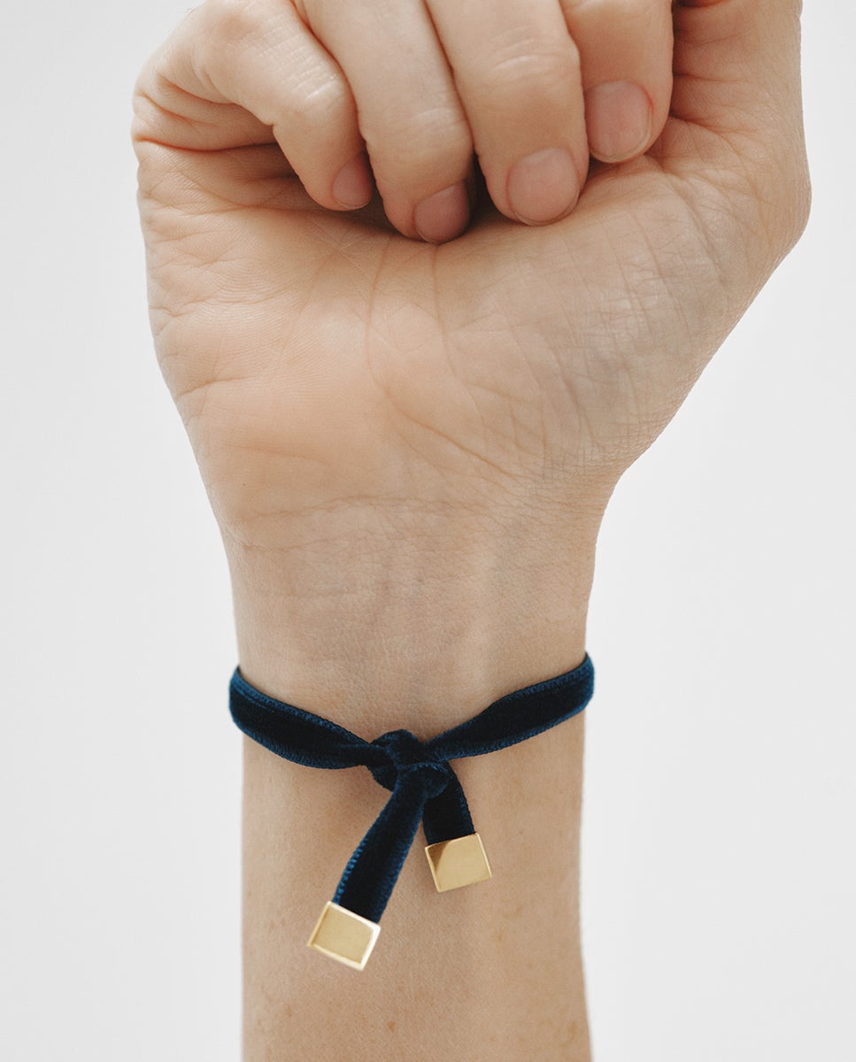 Pulseira de Veludo com Charm Estrela de Prata 925 Banhada em Ouro Amarelo de 18k com Topázio Branco Azul-6